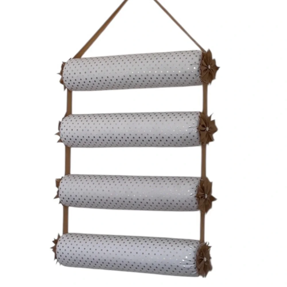 Etsy Handmade Extra Large 4-tier Headband Organizer- Gold Polka-Dot- Like New!